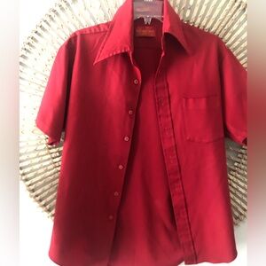 Red Vintage Sears Hong Kong button down 70’s